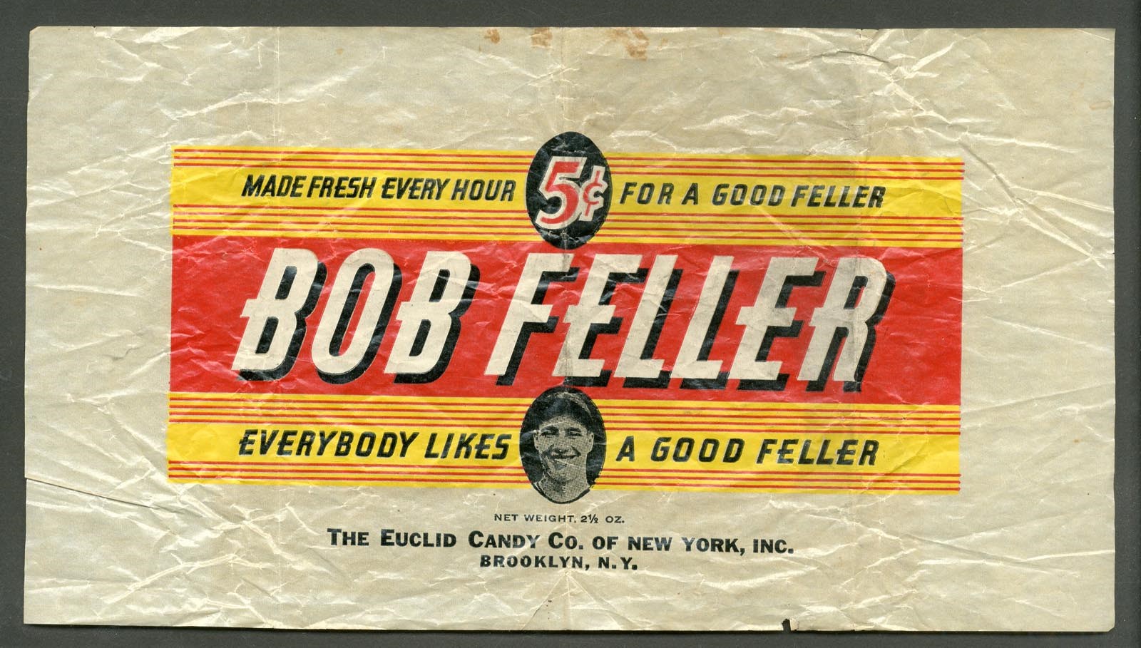 Baseball and Trading Cards - 1930's Bob Feller Candy Wrapper