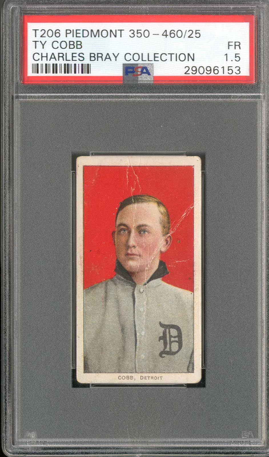 - T206 Piedmont  350-460/25 Ty Cobb PSA 1.5 From The Charles Bray Collection