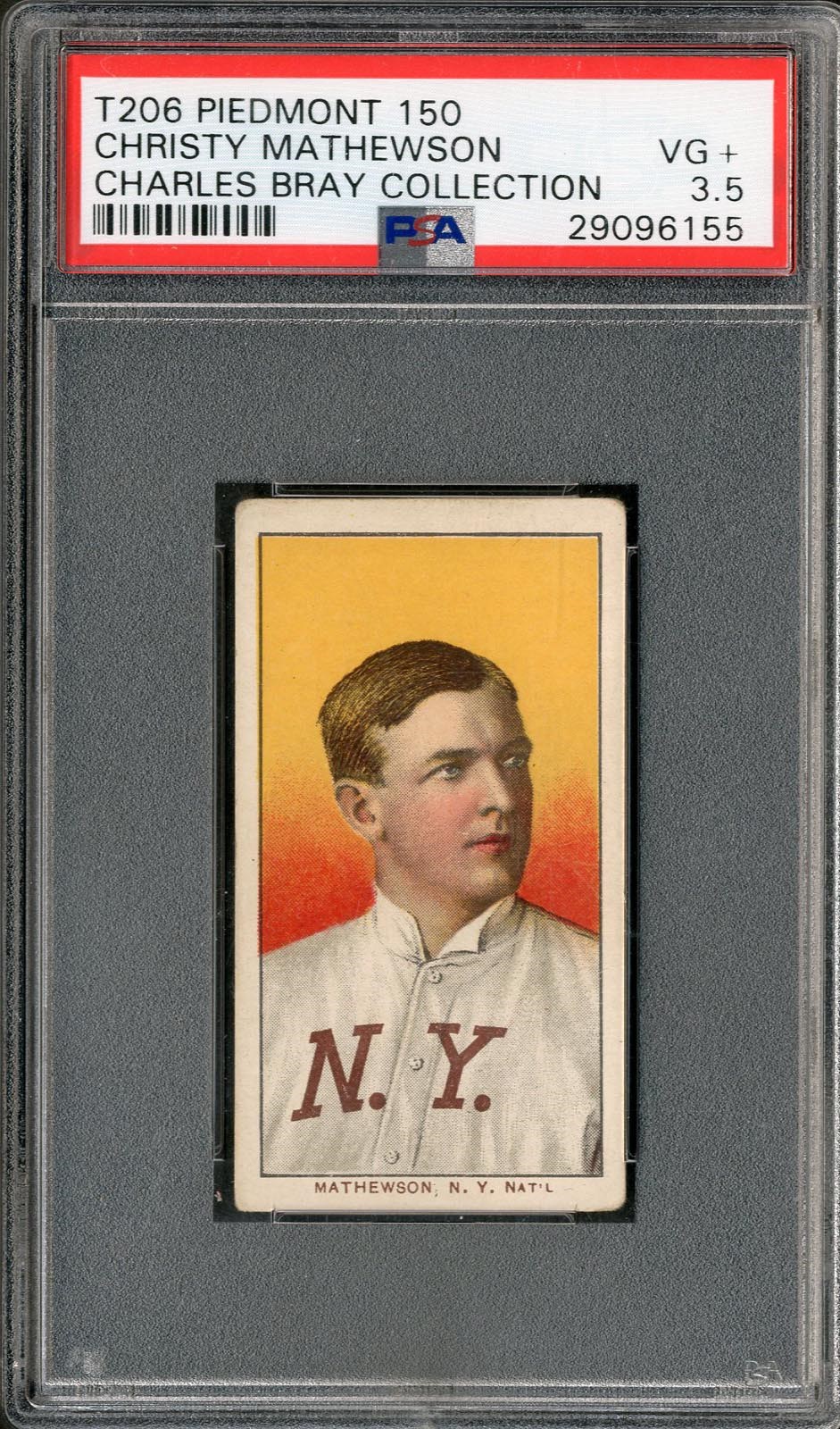 - T206 Piedmont 150 Christy Mathewson Portrait PSA 3.5 From The Charles Bray Collection