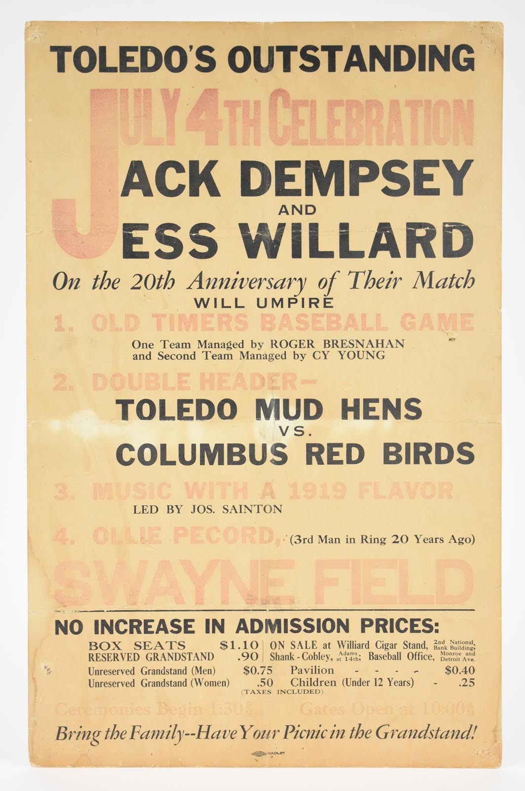 Muhammad Ali & Boxing - 1919-1939 Dempsey v Willard 20th Anniversary Poster