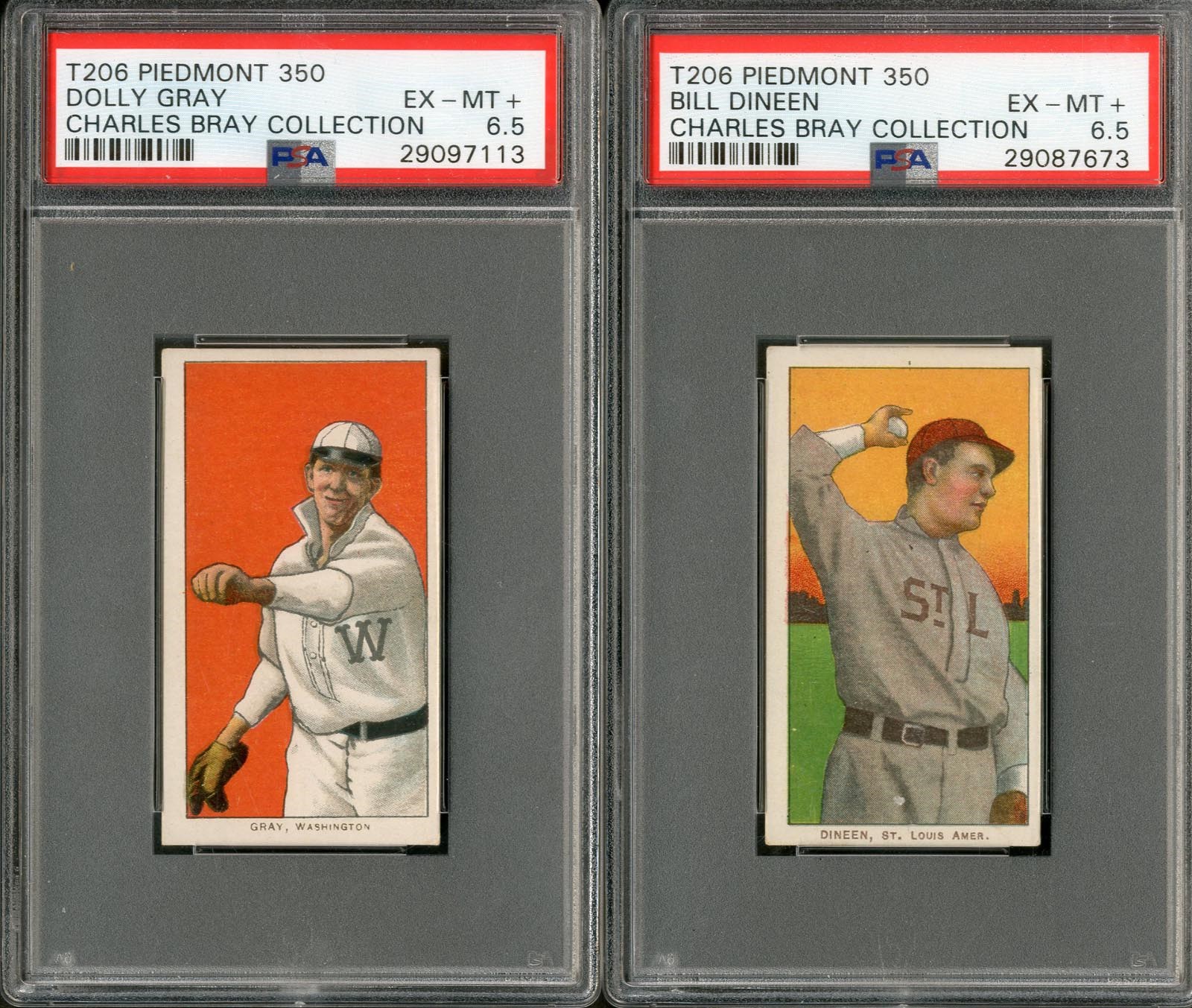 - Two T206 Piedmont 350 PSA Graded 6.5's From The Charles Bray Collection