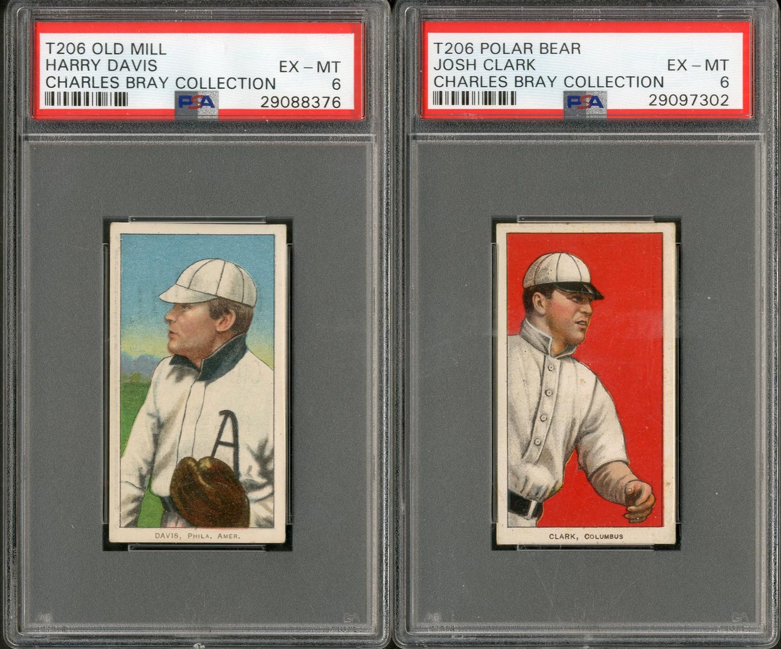 - Pair of T206 Scarce Backs PSA 6s From The Charles Bray Collection