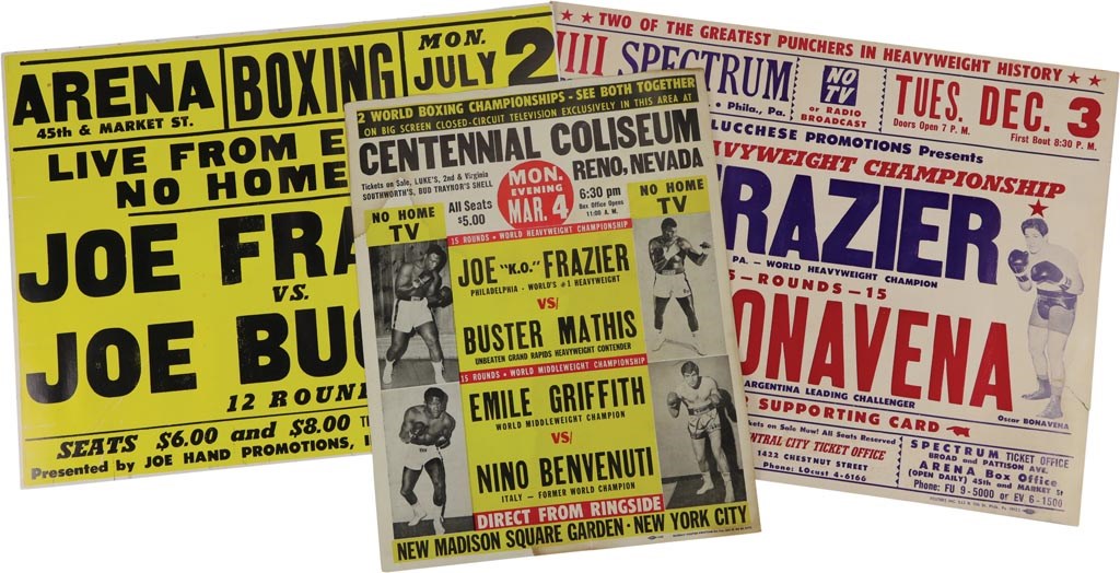 Muhammad Ali & Boxing - 1968-73 Joe Frazier Boxing On-Site Posters (3)