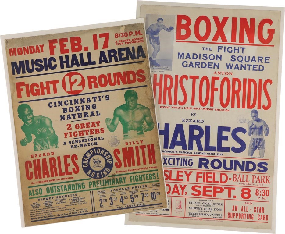 Muhammad Ali & Boxing - 1942-47 Ezzard Charles Boxing On-Site Fight Posters (2)