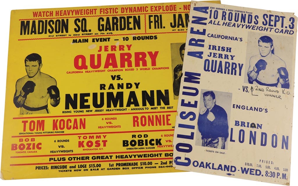 1969-73 Jerry Quarry Boxing On-Site Fight Posters (2)