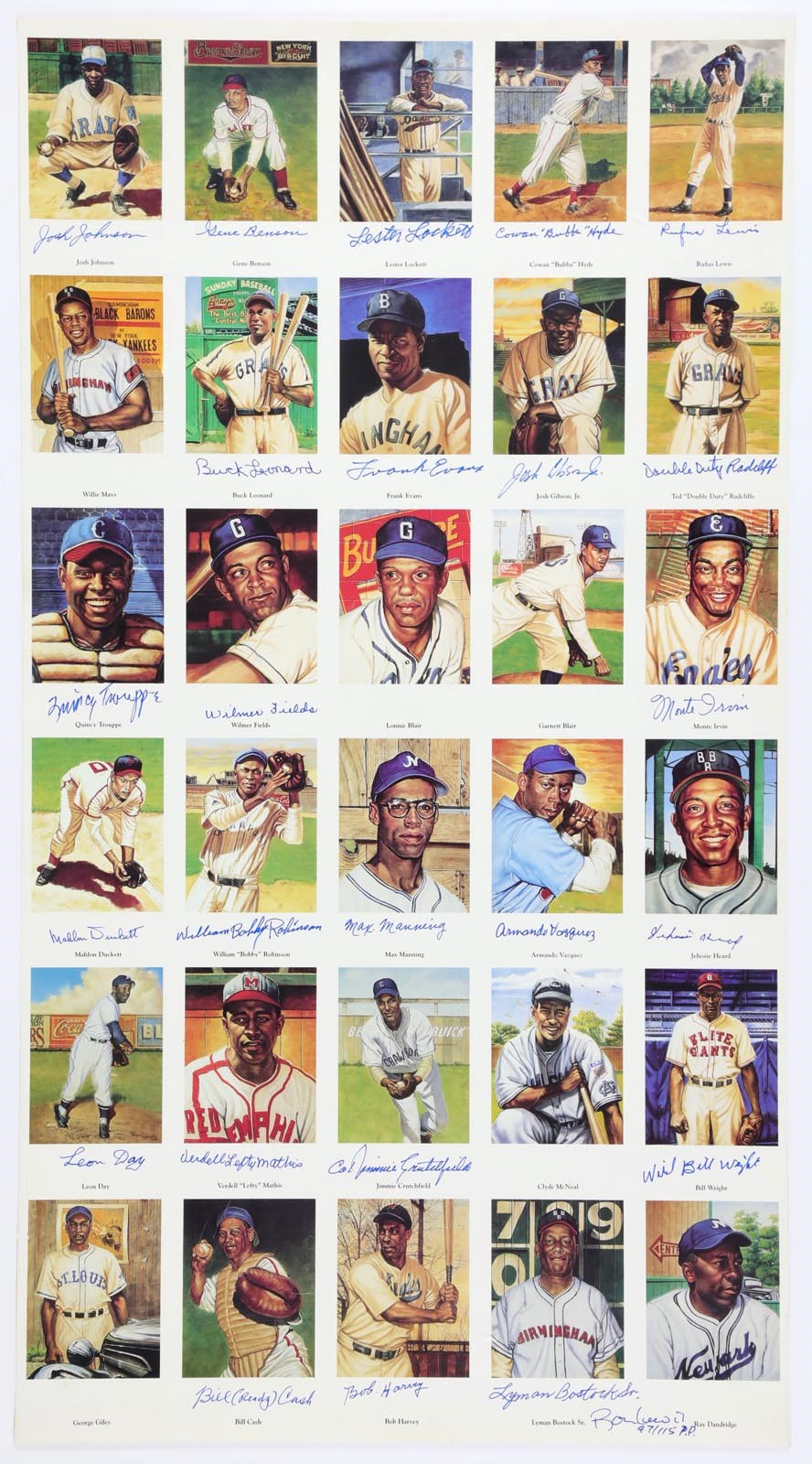 - 1991 & 1994 Signed Negro League Postcard Sets & Uncut Sheets by Ron Lewis Lot of 4.