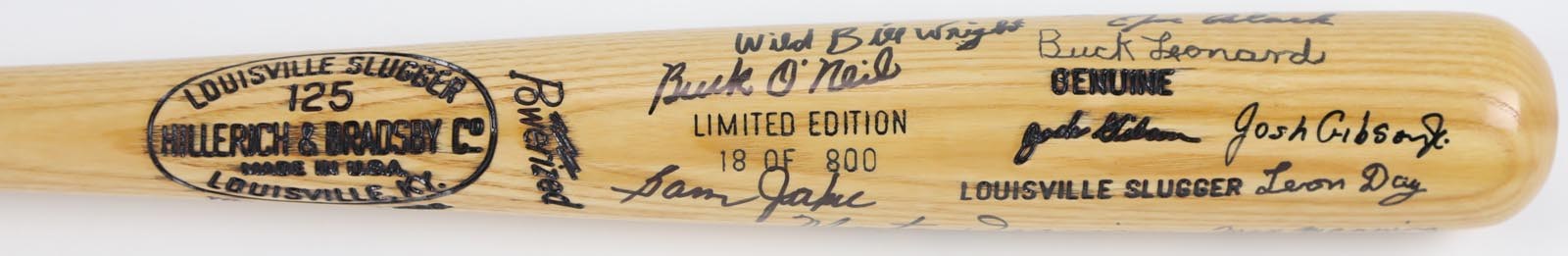 1994 Negro League Players Multi-Signed Josh Gibson Limited Edition Bat