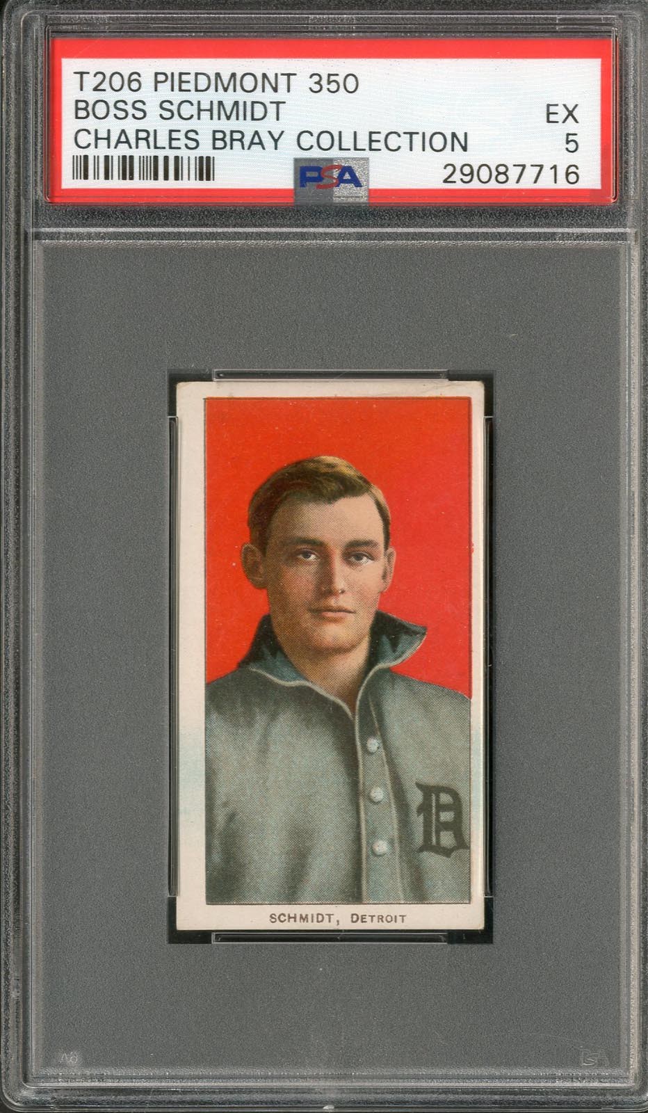T206 Piedmont 350 Boss Schmidt PSA 5 From The Charles Bray Collection