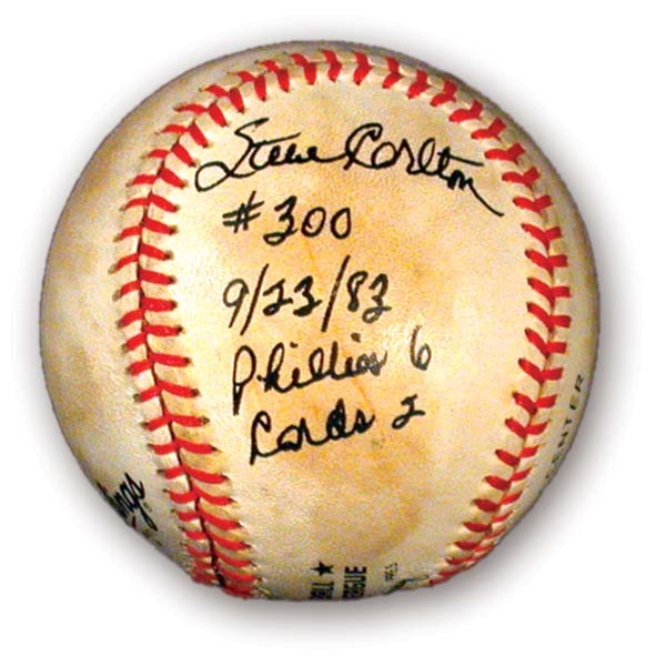 1983 Steve Carlton 300th Win Game Used Baseball