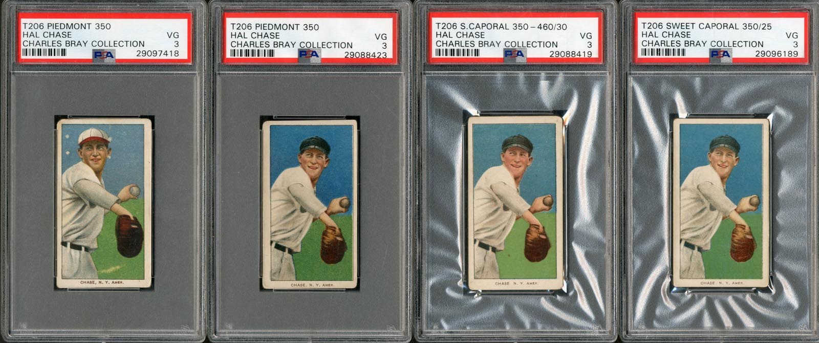 - T206 Hal Chase Collection of 4 From The Charles Bray Collection