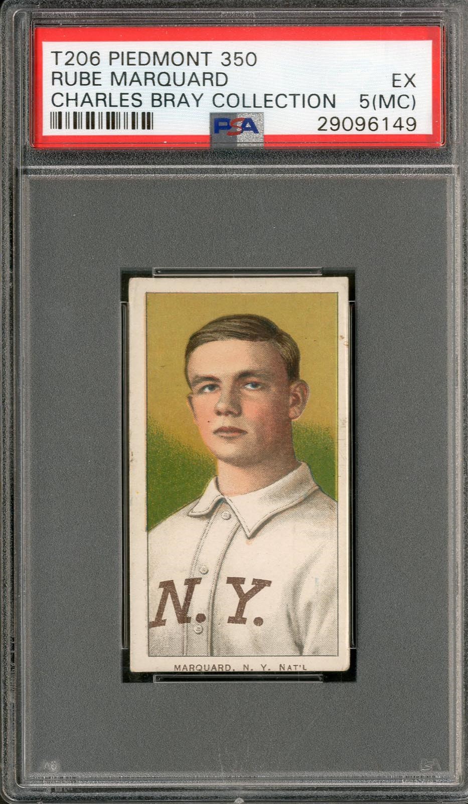 - T206 Piedmont 350 Rube Marquard PSA 5(MC) From The Charles Bray Collection