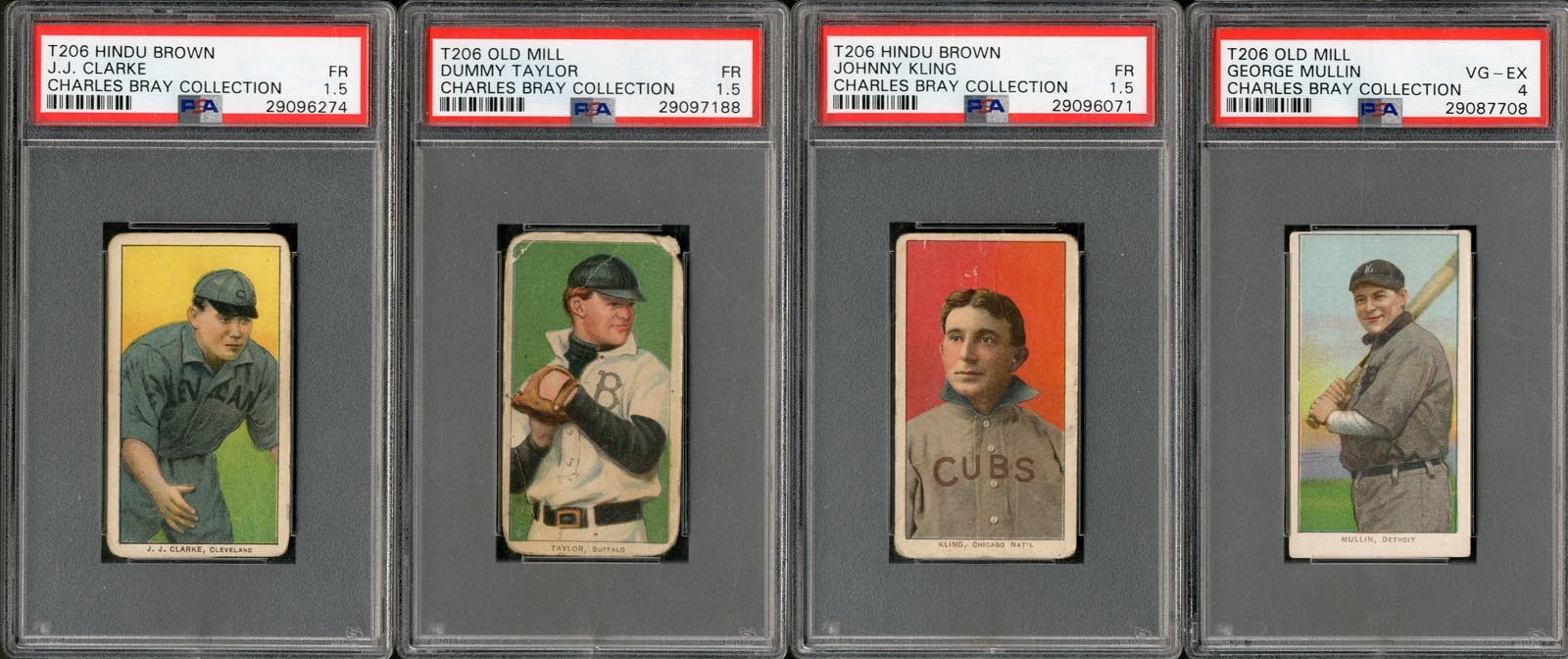 - T206 Collection of Rare Backs From The Charles Bray Collection (4)