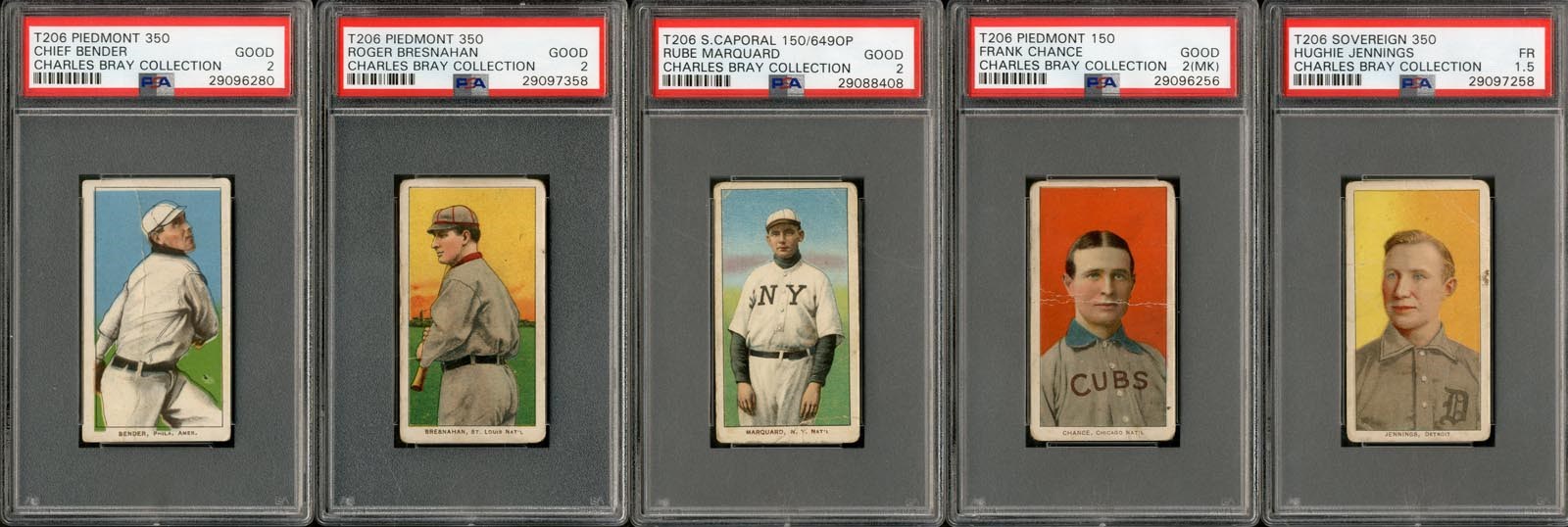 T206 HOFers Group of 5 From The Charles Bray Collection