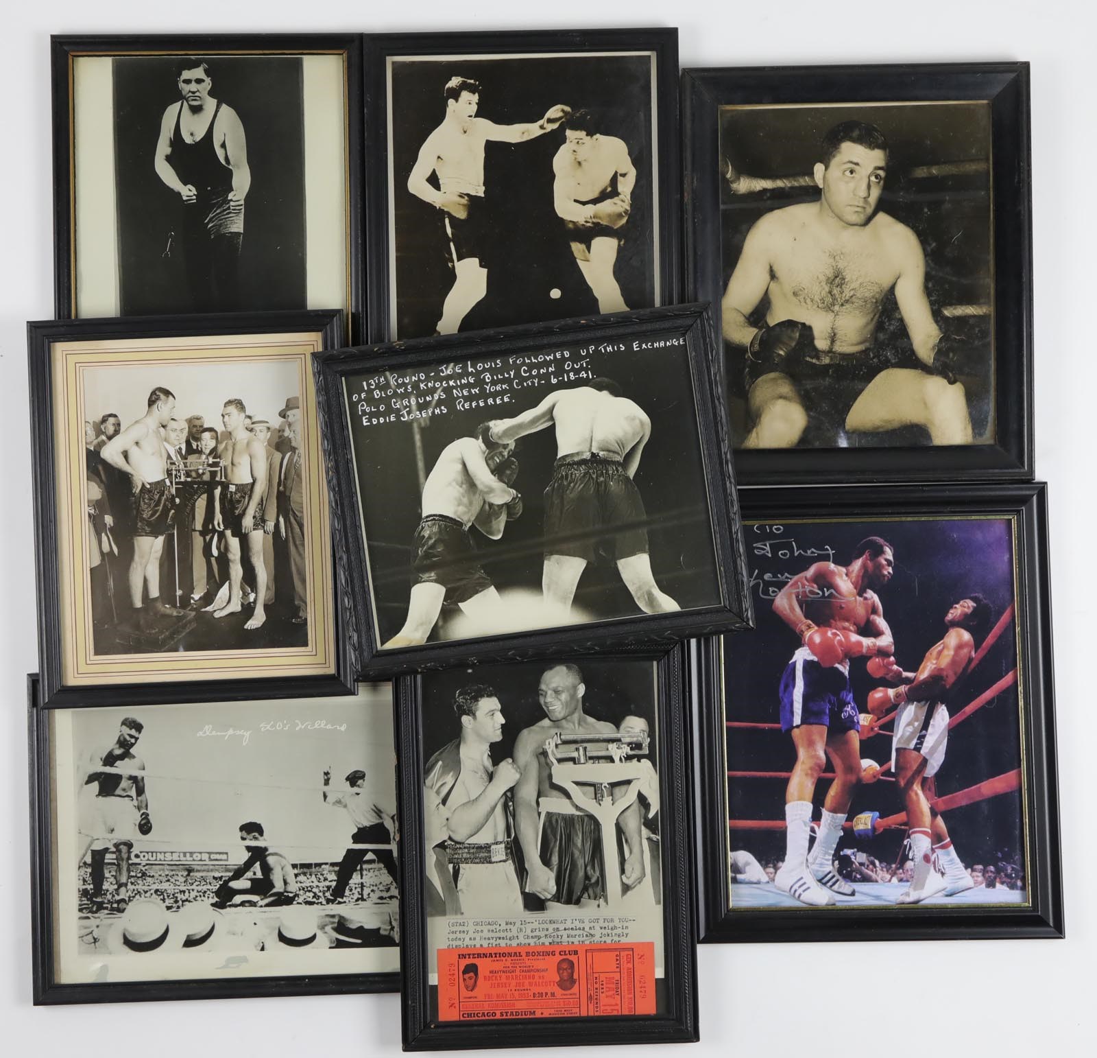 Vintage Boxing Photos in frame with Gorgeous Freddie Welsh Signed Photo (16)