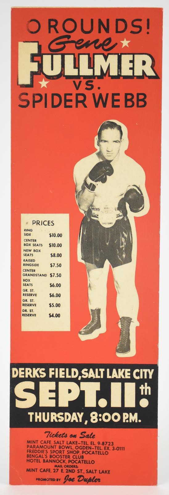 1958 Gene Fullmer v Spider Webb Boxing Site Poster