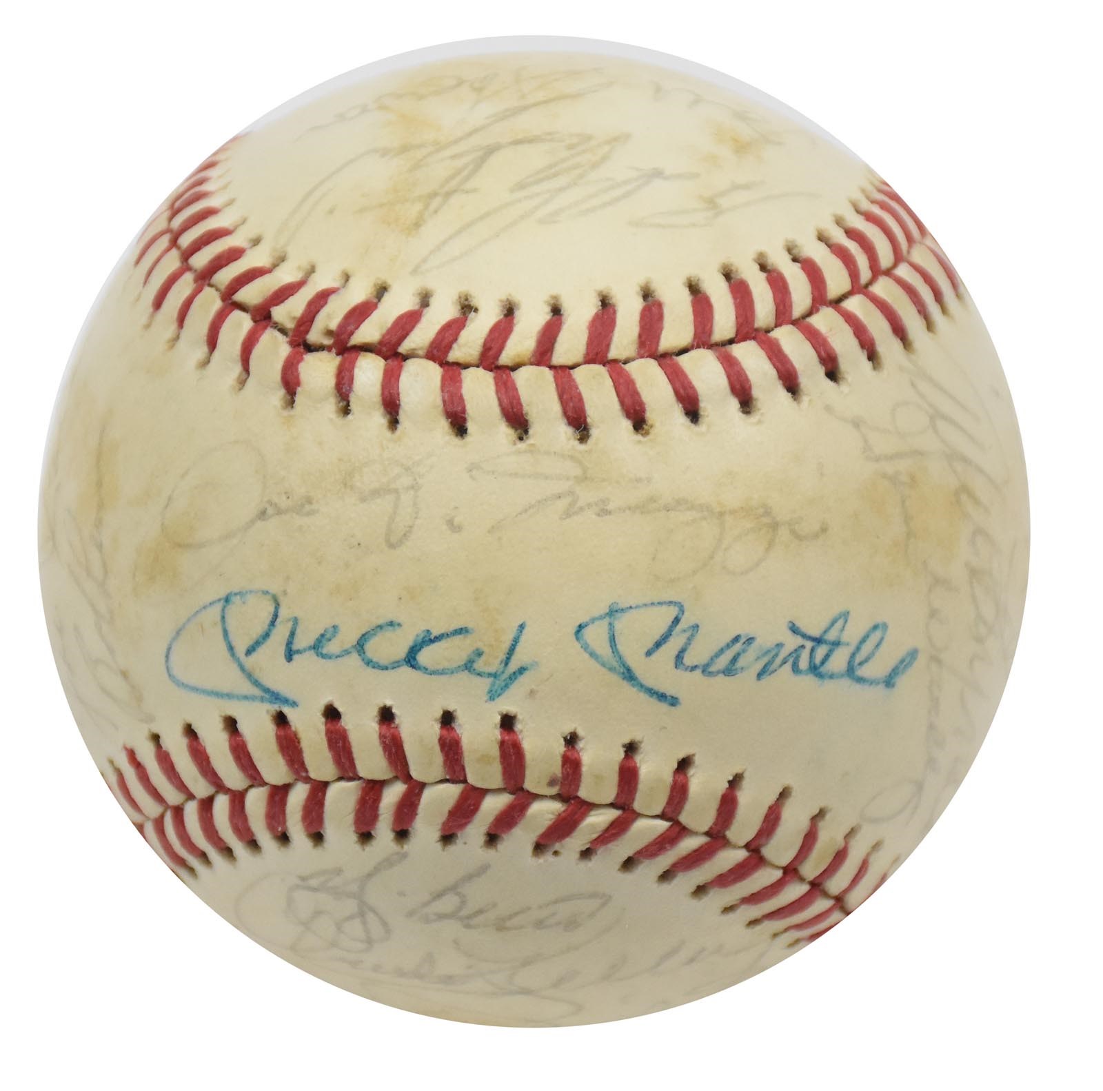 Yankees Old Timers Signed Baseball w/ Maris & Mantle