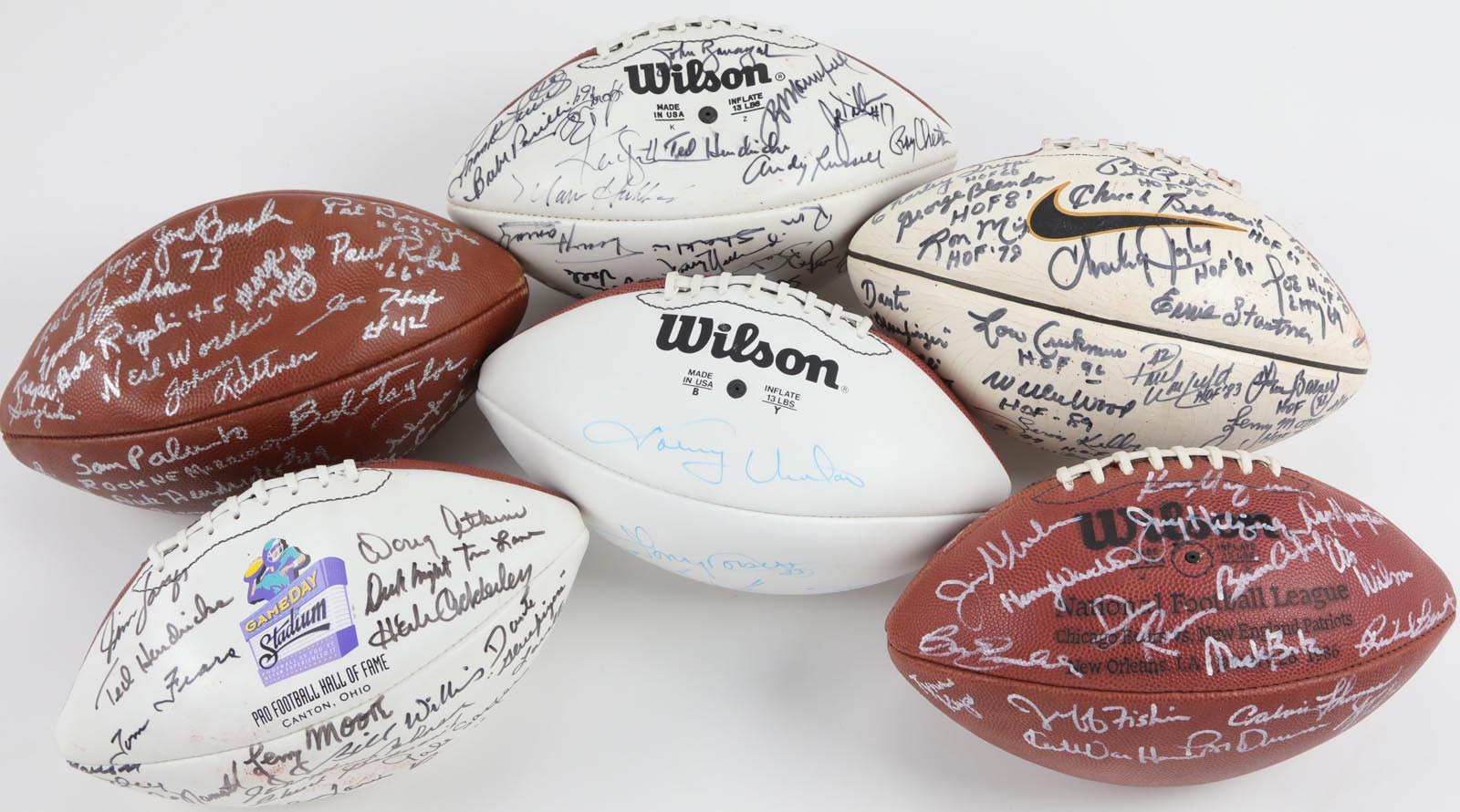 - Collection of Signed Footballs with Hall of Famers (15)+