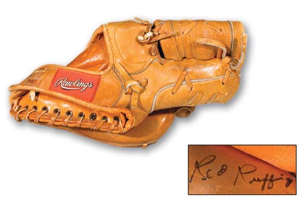 Baseball Equipment - 1940's Red Ruffing Signed Game Worn Glove