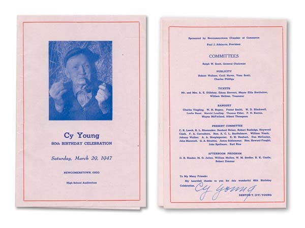 Cy Young - 1947 Cy Young Signed 80th Birthday Program
