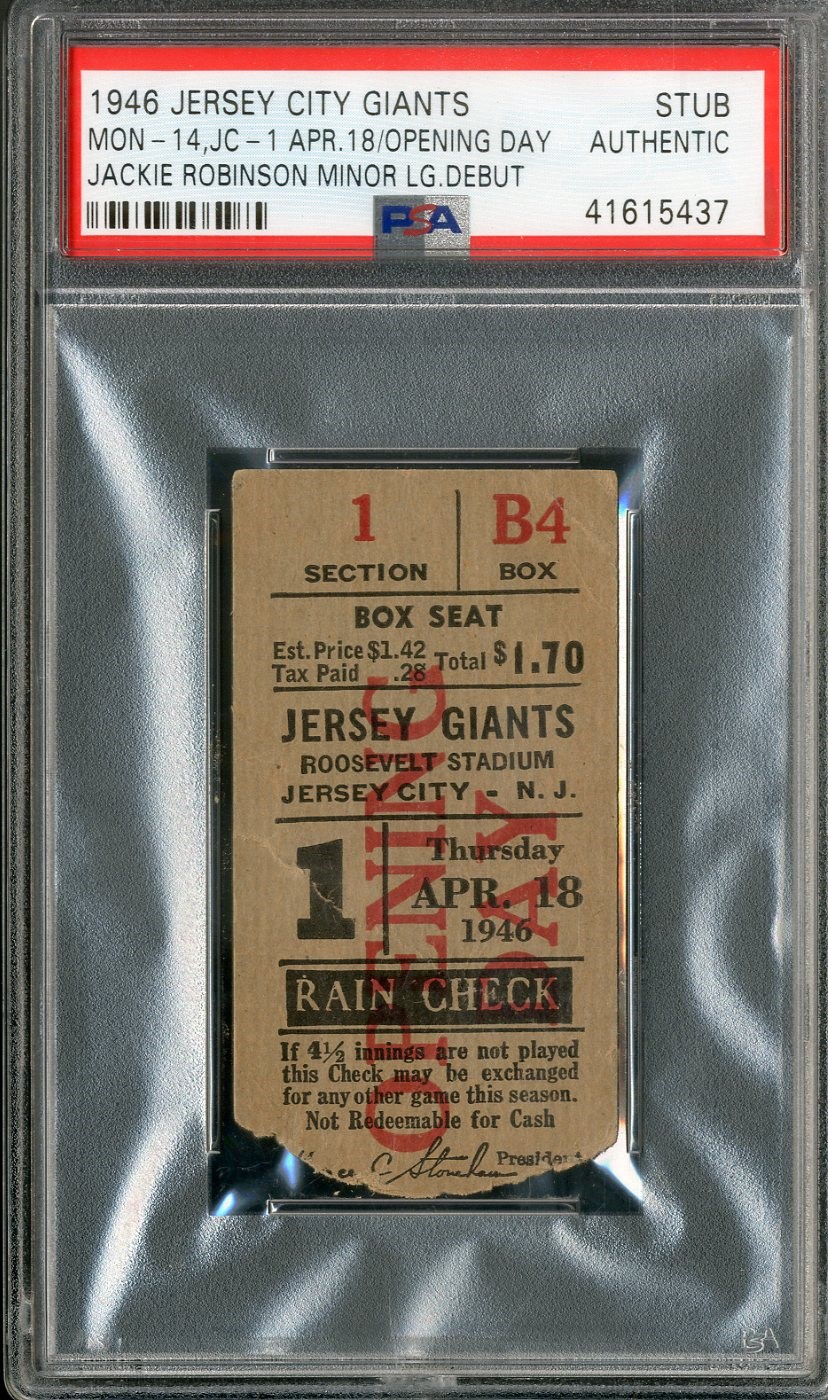 Best of the Best - Historic 1946 Jackie Robinson Breaks The Color Line Ticket Stub (PSA)