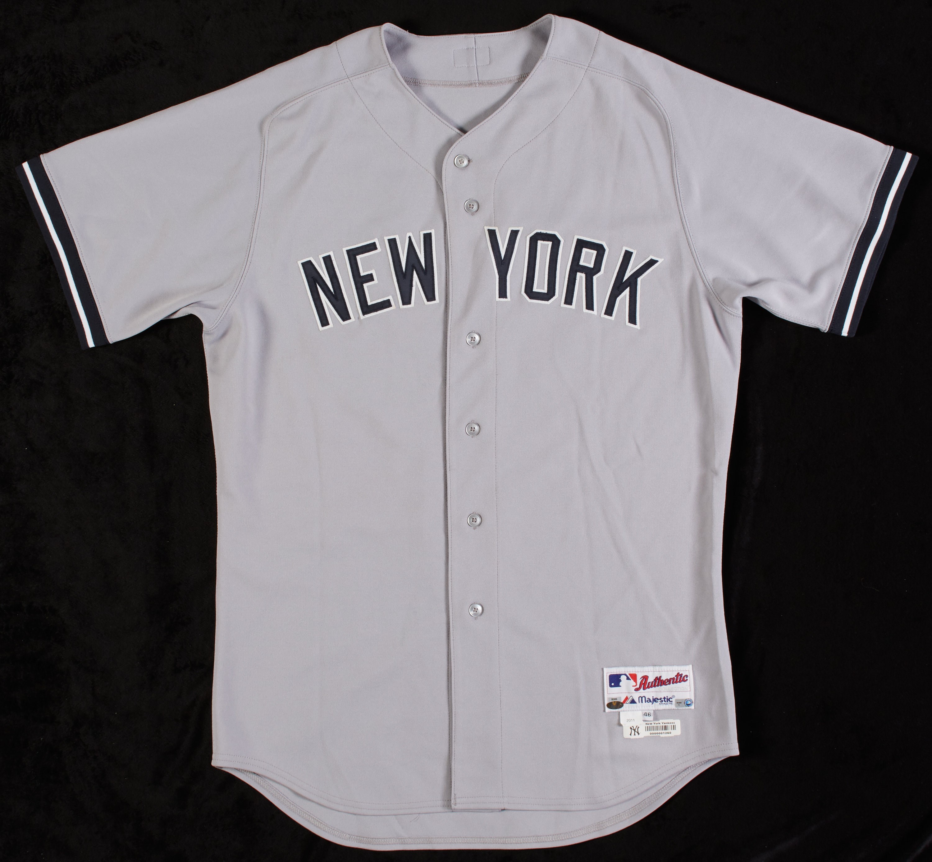 - 2011 Curtis Granderson Yankees Game Worn Jersey from Mariano Rivera's 600th Save (MLB Holo, Steiner & Photo-Matched)