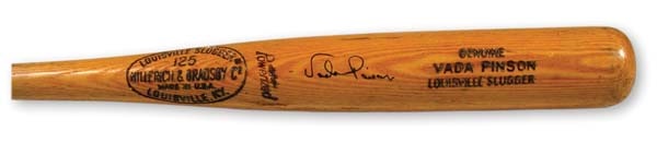 Bats - 1969-72 Vada Pinson Signed Game Used Bat (34.5").