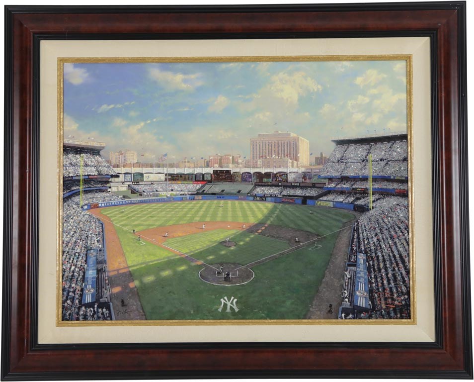 Sports Fine Art - Yankee Stadium Giclee on Canvas by Thomas Kinkade
