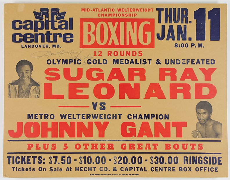 Muhammad Ali & Boxing - 1979 Sugar Ray Leonard Signed On-Site Poster