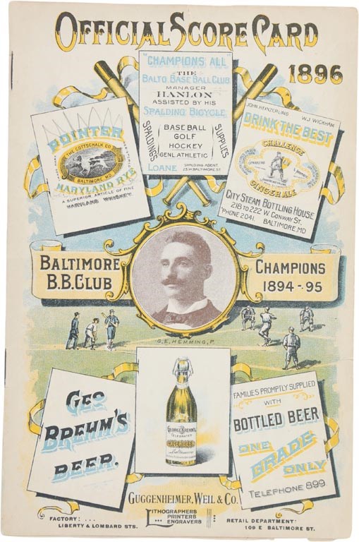 Early Baseball - 1896 Baltimore Orioles "Temple Cup Champions" Program