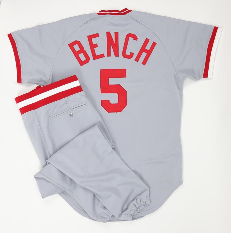 1984 Johnny Bench Cincinnati Reds Game Issued Jersey & Pants