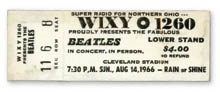 Beatles Tickets - August 14, 1966 Ticket