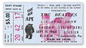 Beatles Tickets - September 11, 1964 Ticket