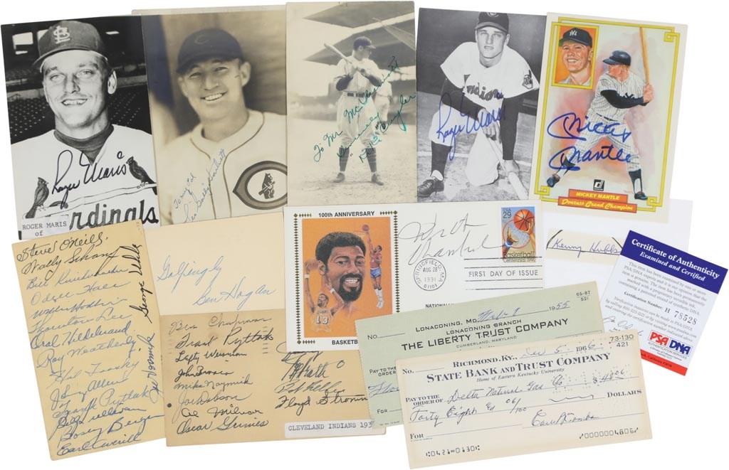 Baseball Autographs - Quality Multi-Sport Hall of Famers and Stars Autograph Collection - Cuyler, Maris, Mantle (25+)