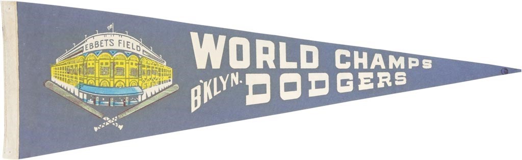 Jackie Robinson & Brooklyn Dodgers - 1955 World Champion Brooklyn Dodgers Felt Pennant