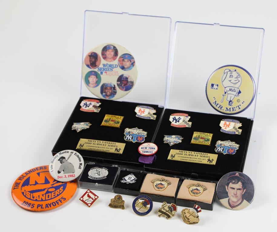 Grouping of World Series Press Pins and Milestone Souvenirs  (17)