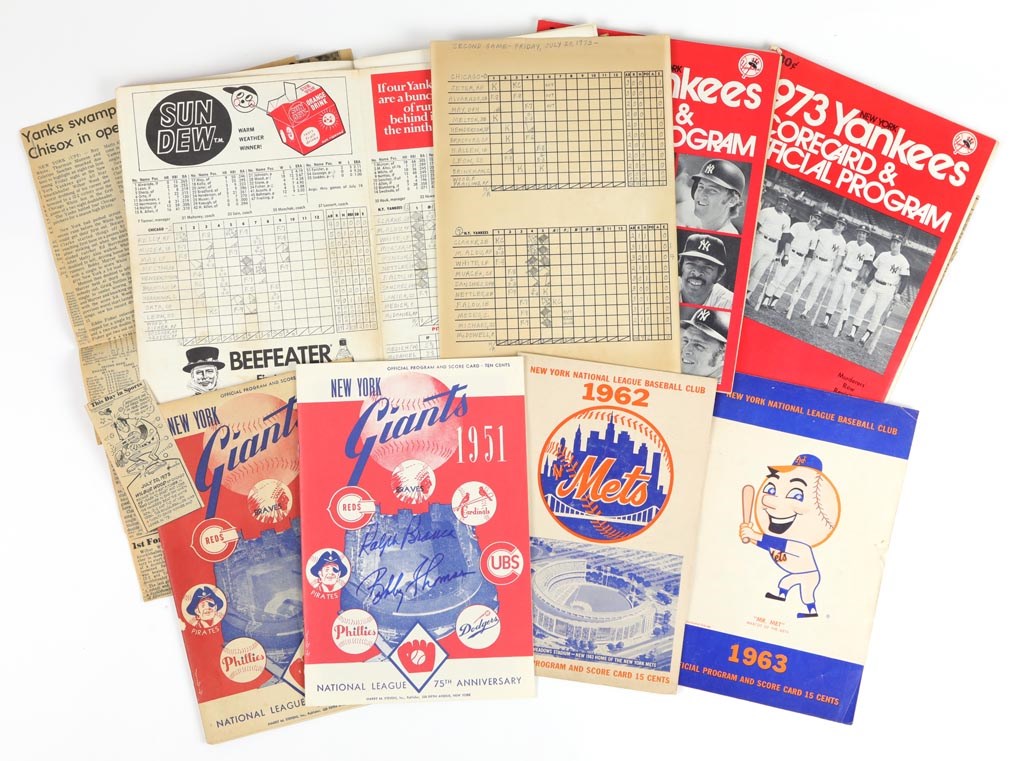 Bookshelf Grouping of New York Giants, Mets, and Yankees Yearbooks (10)