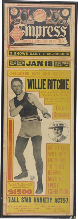 Muhammad Ali & Boxing - 1913 Willie Ritchie Vaudeville Poster