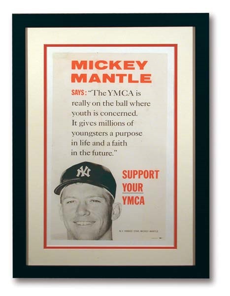 Circa 1961 Mickey Mantle YMCA Poster (17x25” framed)