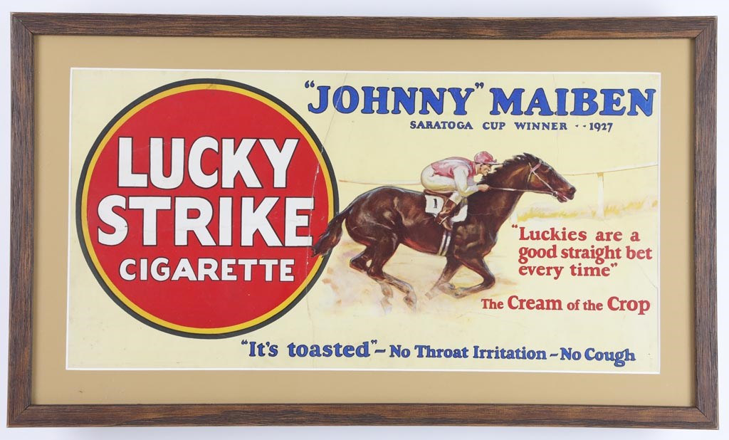 Horse Racing - 1927 "Johnny" Maiber Lucky Strike Trolley Sign