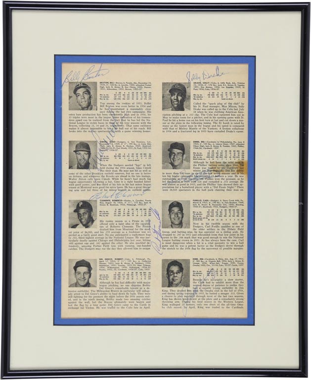 Baseball Autographs - 1957 MLB Stars Signed Baseball Guide Page w/Roberto Clemente (PSA)