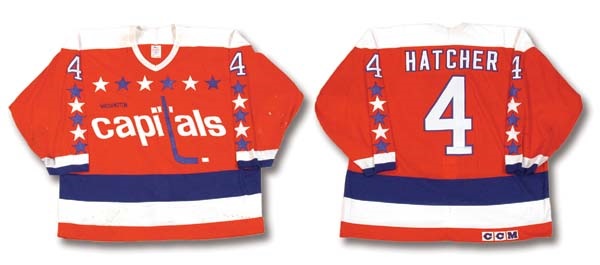 Hockey Sweaters - 1980's Kevin Hatcher Washington Capitals Game Worn Jersey