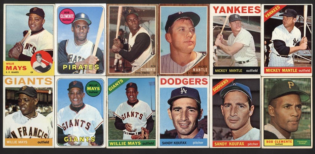 Baseball and Trading Cards - 1960s Topps Hall of Famer Collection - Mantle (8), Mays (8), Clemente (6), Aaron (4), Koufax (4) (150+ Total)