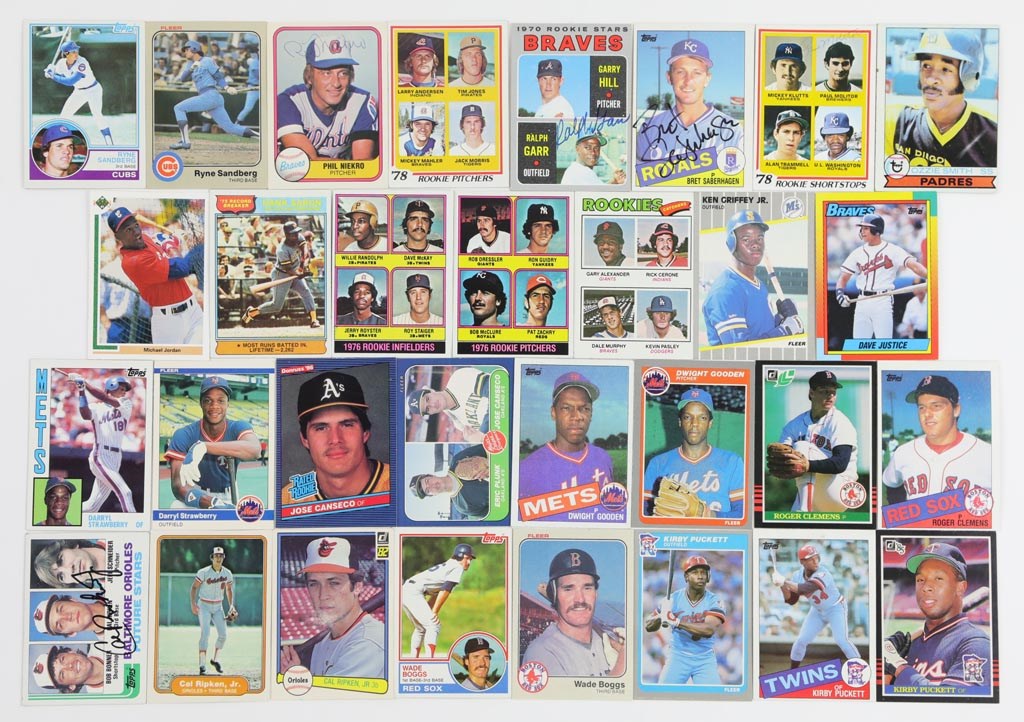 Collection of Baseball Hall of Famer and Star Rookie Cards - Some Signed (80+)