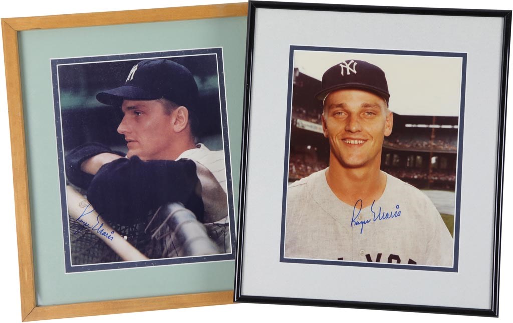 Pair of Mint Roger Maris Signed Photographs (PSA Graded 9 & 10)