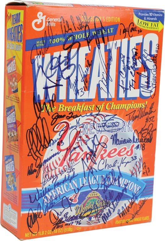 1996 World Champion New York Yankees Team Signed Wheaties Box