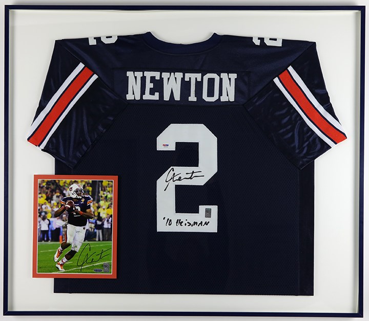 Football - Cam Newton Signed Framed Auburn Jersey and Photograph