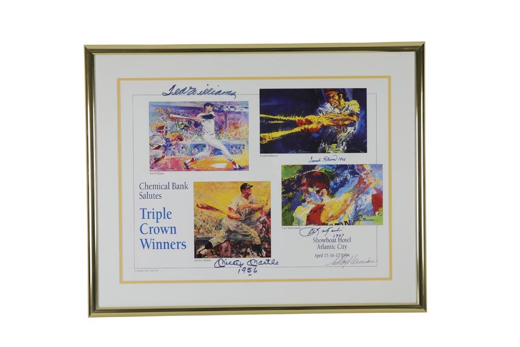 Baseball Autographs - 1994 LeRoy Neiman "Triple Crown Winners" Signed Lithograph