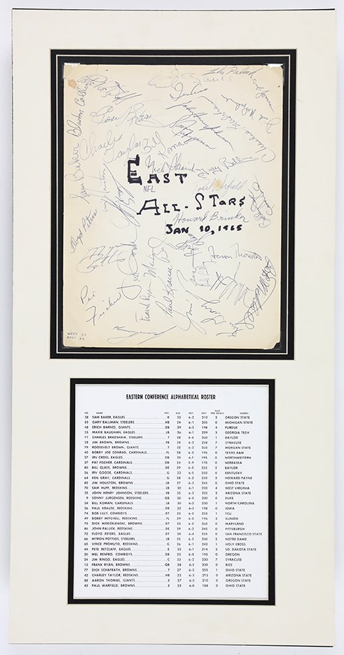 1965 NFL East All-Stars Homemade Signed Autograph Page