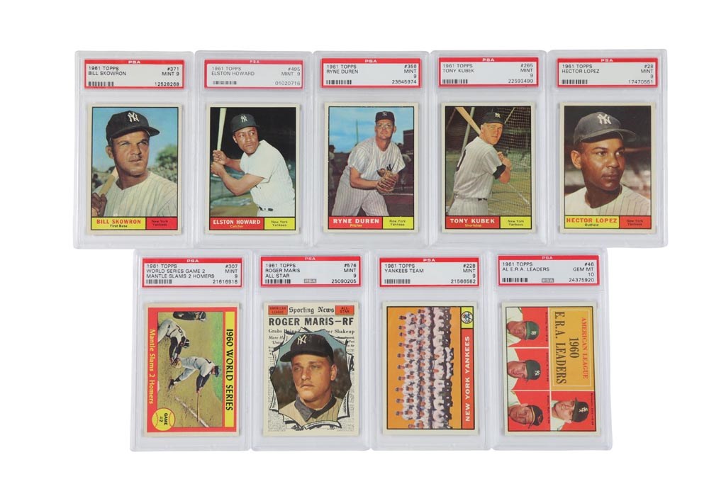 Baseball and Trading Cards - 1961 Topps Yankees PSA 9 & PSA 10 Collection w/Mantle & Maris (18)