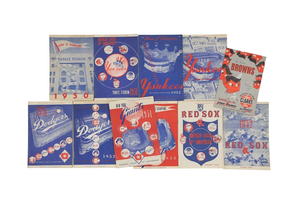 Tickets, Publications & Pins - High Grade Grouping of 1950s Baseball Programs with Focus on New York Baseball